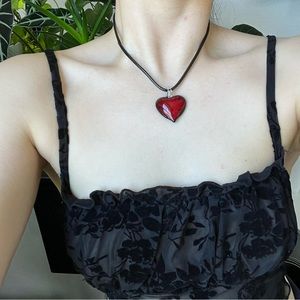 🖤Red Glass Heart Pendant Necklace🖤